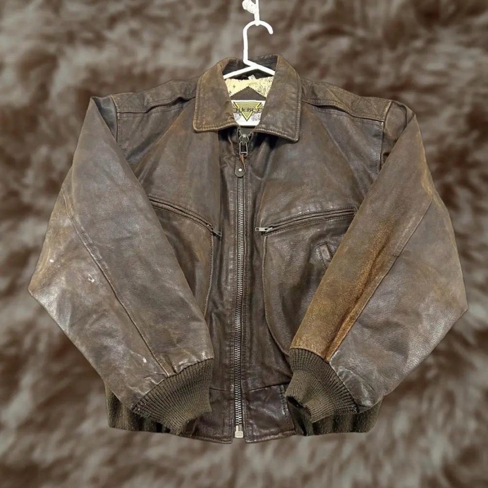 Vintage Phase 2 aviator bomber leather jacket